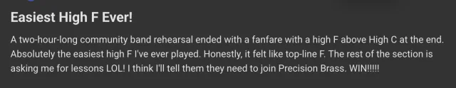 Member post titled Easiest High F Ever