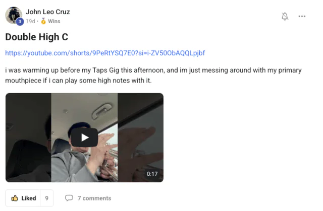 Post from John Leo Cruz titled Double High C