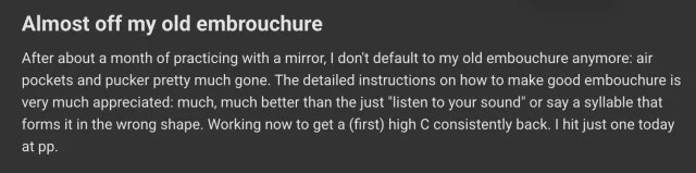 Member post titled Almost off my old embouchure
