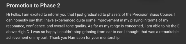 Member post titled Promotion to Phase 2